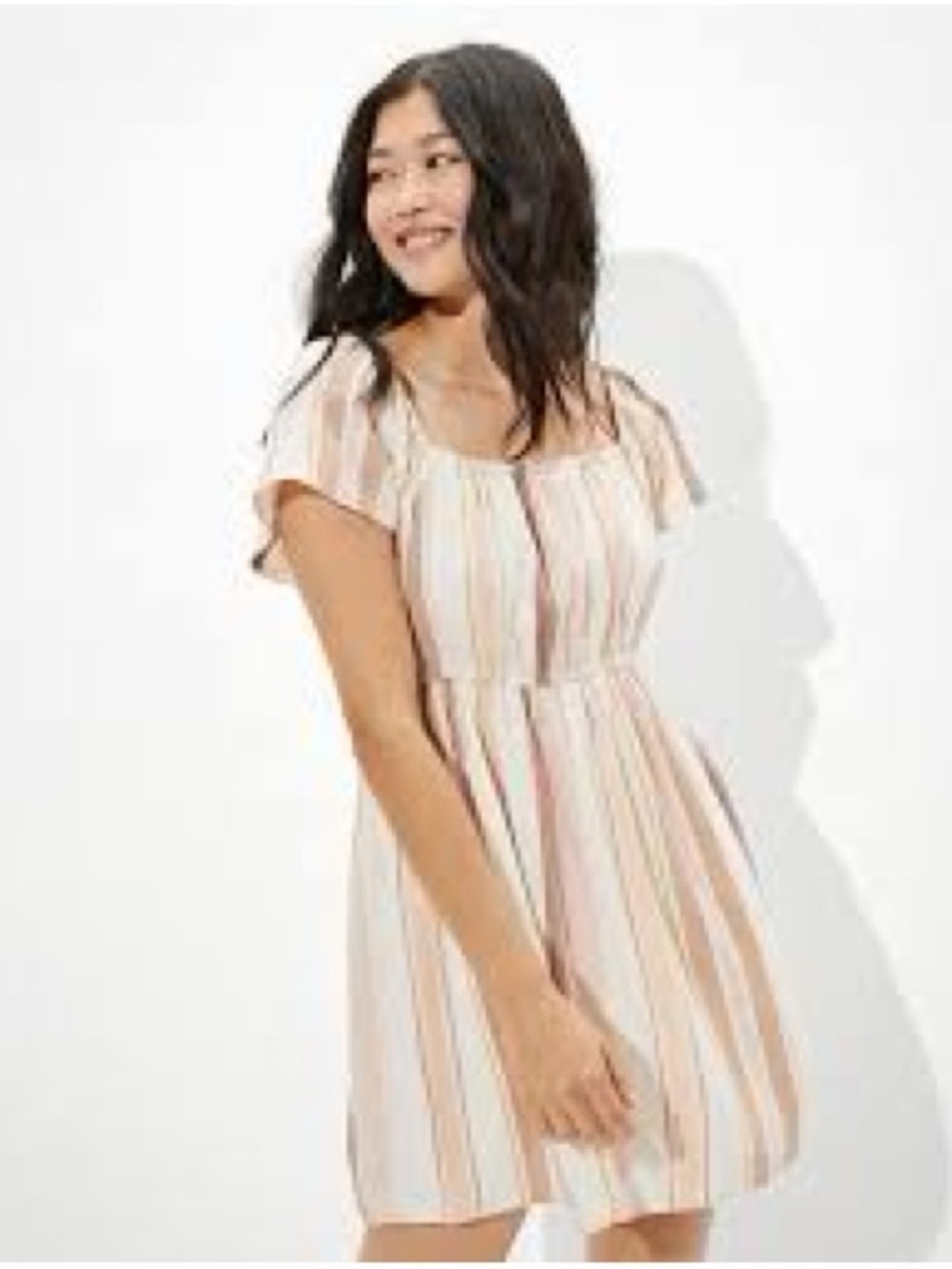 American Eagle Striped Off-Shoulder Mini Dress